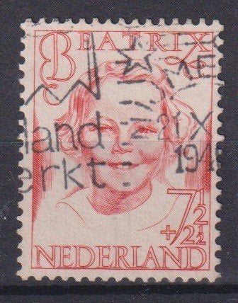 Nederland 1946 nr. 458 Prinses Beatrix Oranje NIJMEGEN, Verzenden, Gestempeld, Koningshuis