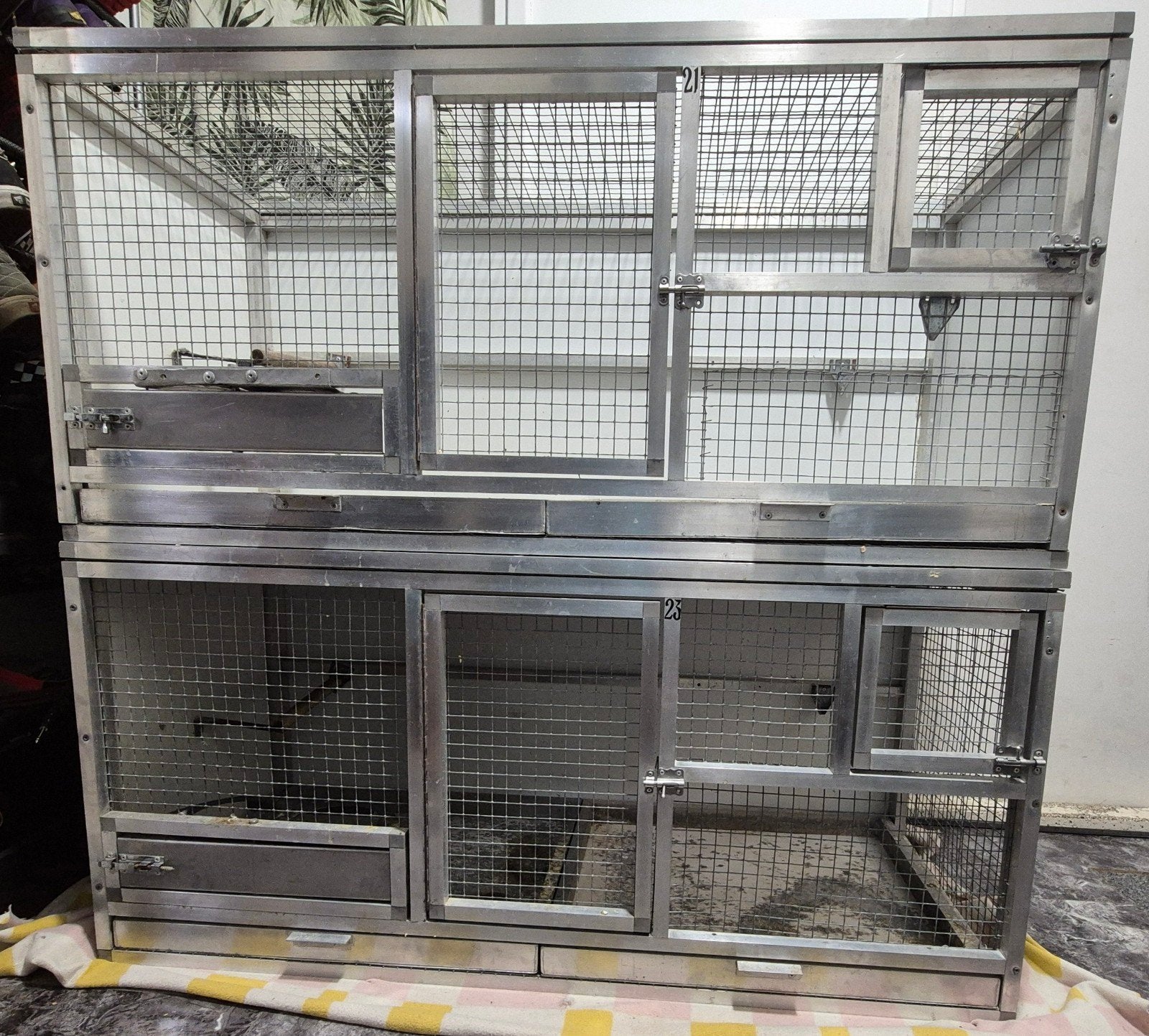 dubbele aluminium trespa voliere broedkooiNegeer de inhoud,, Dieren en Toebehoren, Vogels | Hokken en Kooien, Ophalen, Gebruikt