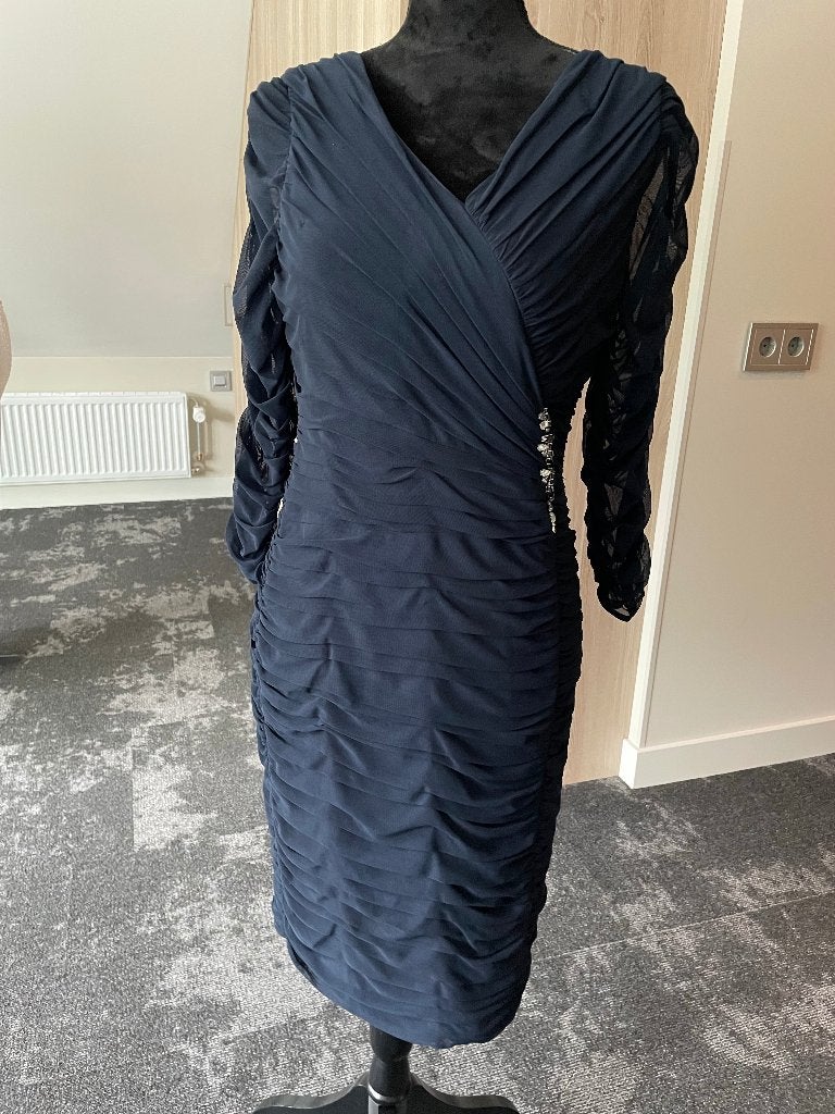 cocktailjurk, Kleding | Dames, Jurken, Zo goed als nieuw, Maat 38/40 (M), Blauw, Knielengte, Ophalen of Verzenden