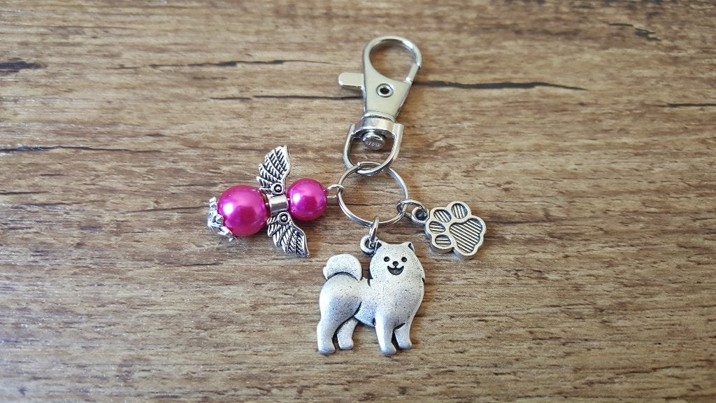 (Tas/Sleutel) Hanger Samojeed met geluksengeltje, Verzenden, Nieuw, Hanger
