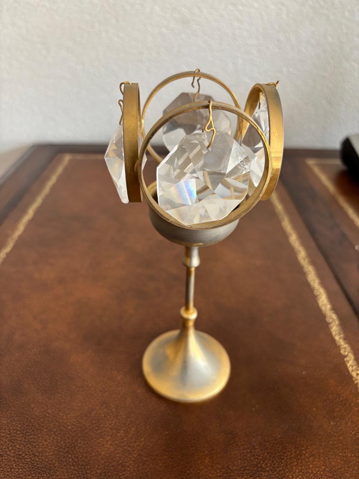 Kristallen theelichthouder - verguld metaal, Ophalen of Verzenden, Kristal