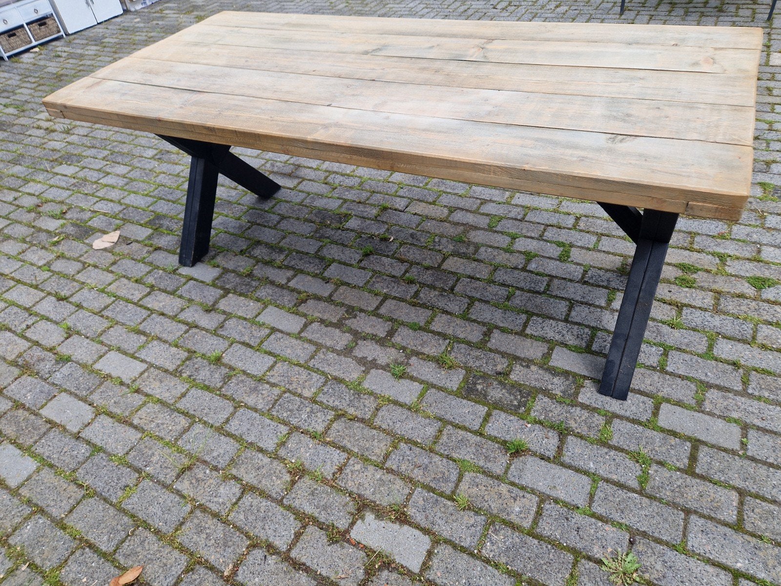 Robuuste houten eettafel, Huis en Inrichting, Tafels | Eettafels, Gebruikt, 50 tot 100 cm, 150 tot 200 cm, Vier personen