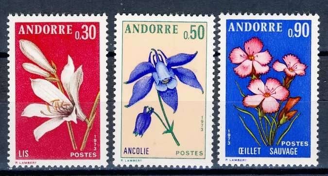 Andorra Frans 250/52 Bloemen 1973 postfris, Ophalen of Verzenden, Overige landen, Postfris