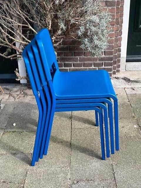 IKEA TEODORES stoelen (blauw), stapelbaar, Kunststof, Gebruikt, Vier, Verzenden