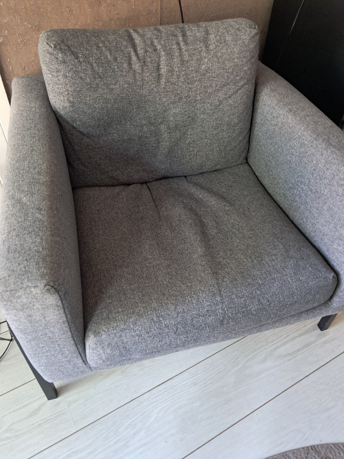 Comfortabele grijze fauteuil, Huis en Inrichting, Fauteuils, Ophalen, Gebruikt, 75 tot 100 cm, Stof