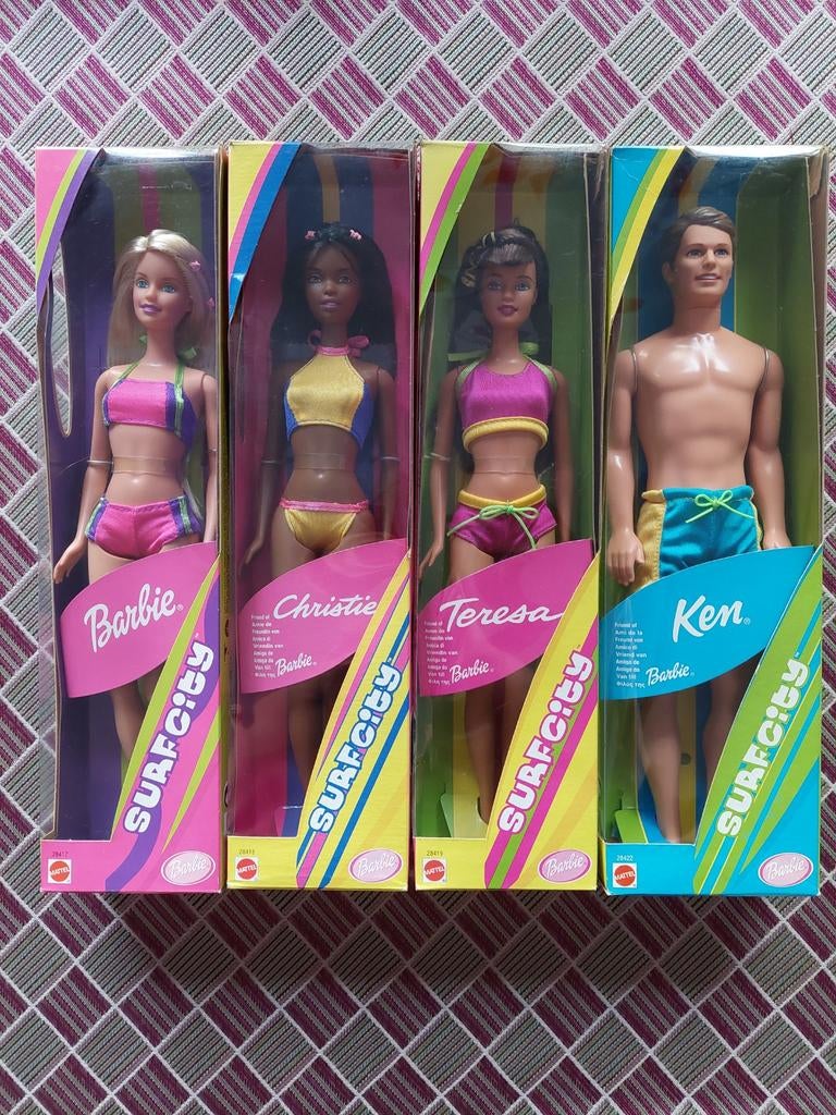 Barbie Surf City set, Barbie, Christie, Teresa & Ken - NRFB, Ophalen of Verzenden, Zo goed als nieuw, Fashion Doll