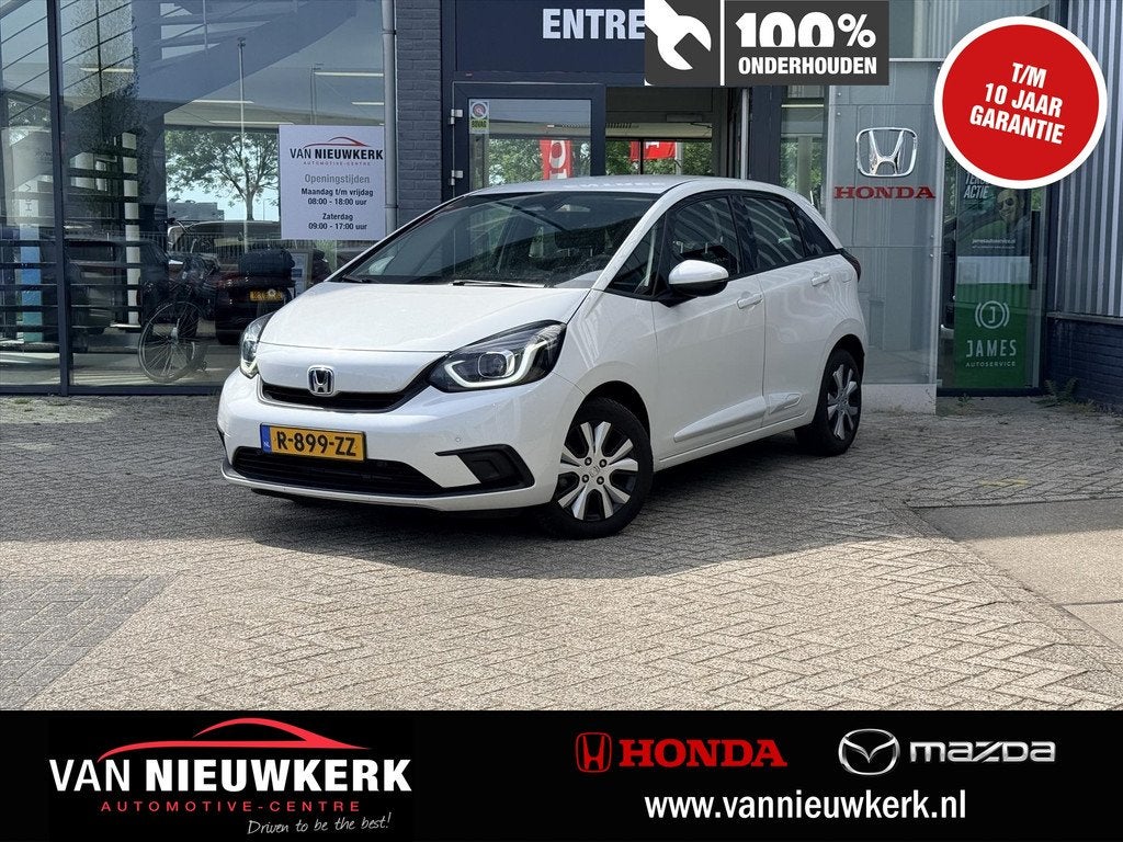 HONDA Jazz 1.5 i-MMD 109pk Hybrid Automaat Elegance | CARPLA, Auto's, Automaat, 12 maanden, Leder en Stof, Wit