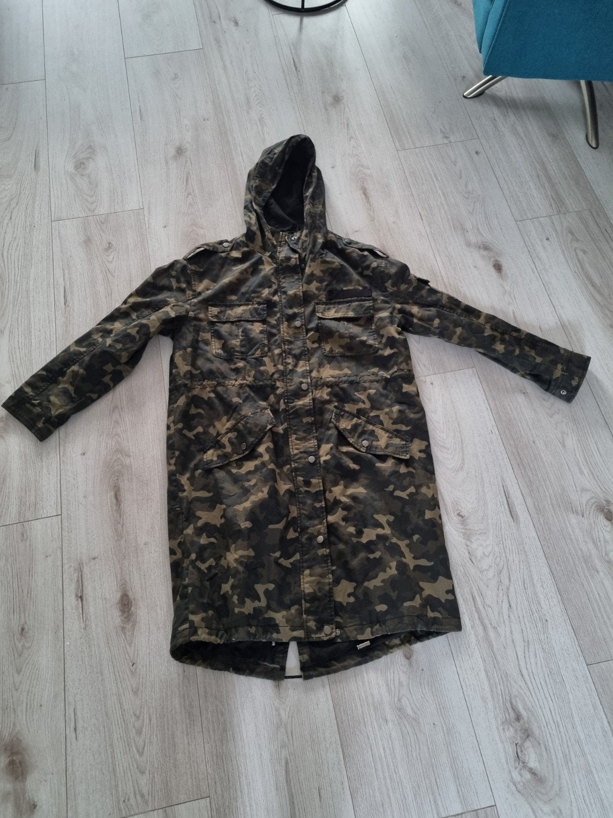 Camo jas met capuchon - Maat L (EUR 42), Ophalen, Gedragen, Maat 42/44 (L), Groen