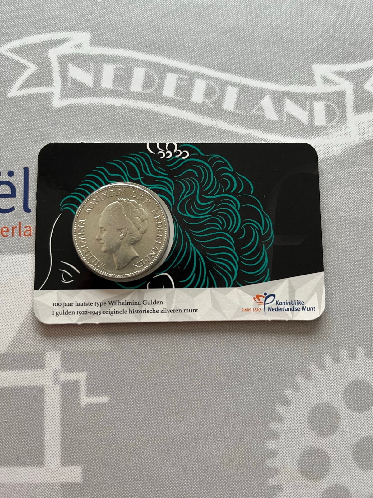 Coincard laatste Wilhelmina Gulden 1931, Postzegels en Munten, 1 gulden, Zilver, Ophalen of Verzenden, Koningin Wilhelmina