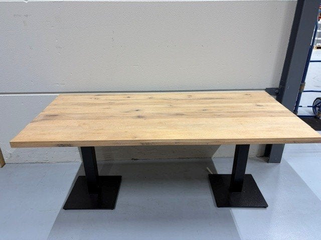 Tafel 180x80 cm met zwart metalen onderstel, Huis en Inrichting, Ophalen, Gebruikt, 200 cm of meer, 50 tot 100 cm