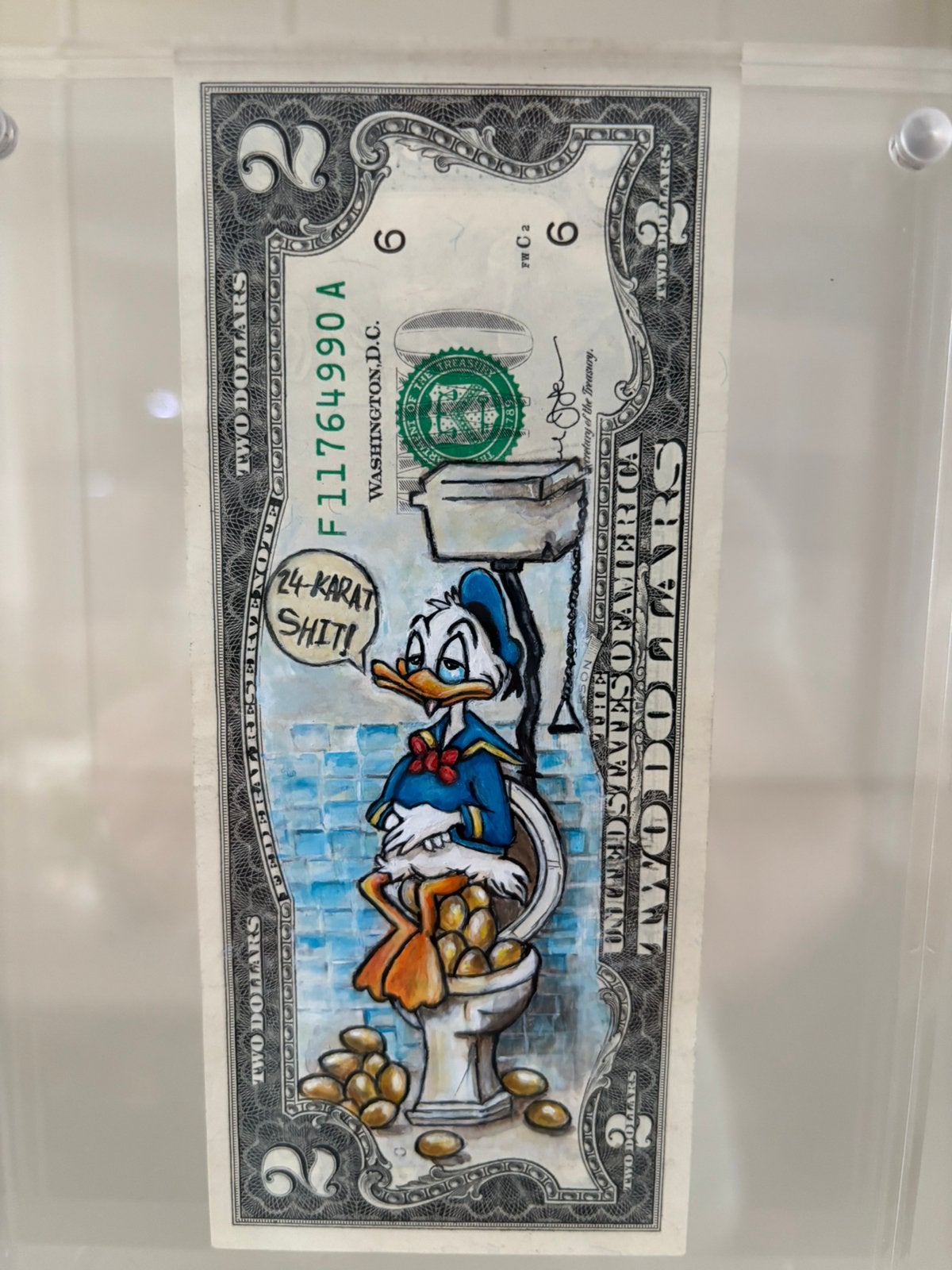“24 suprise” Donald Duck, Achter glas, Ophalen of Verzenden, Gemengde techniek, Overige materialen