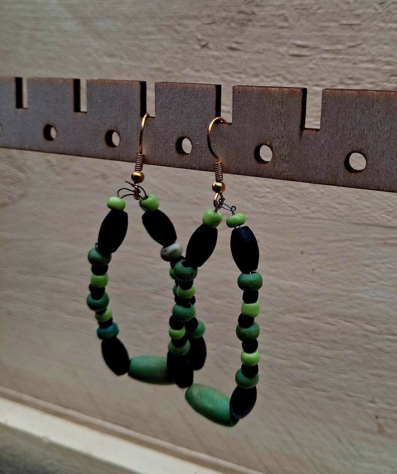 Boho Kralen Oorbellen - Groen & Zwart (Nieuw), Overige materialen, Hangers, Nieuw, Ophalen of Verzenden