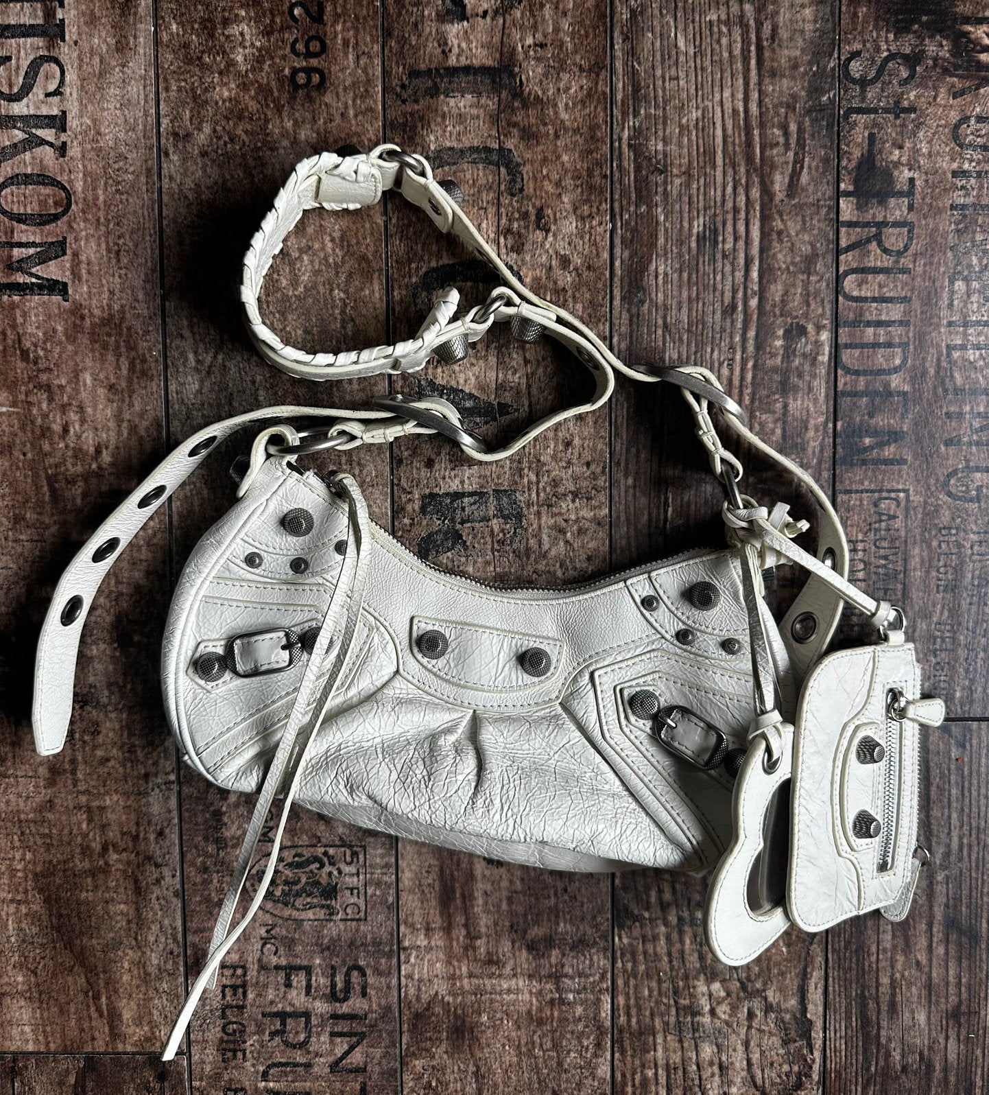 Balenciaga Mini Cagole, Ophalen of Verzenden, Gebruikt, Wit, Schoudertasje