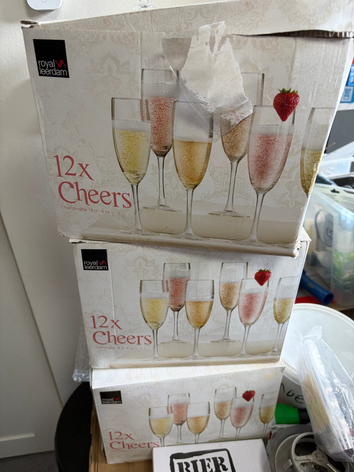Royal Leerdam Cheers Champagneglazen - 34 stuks, Ophalen, Nieuw, Overige merken, Glas