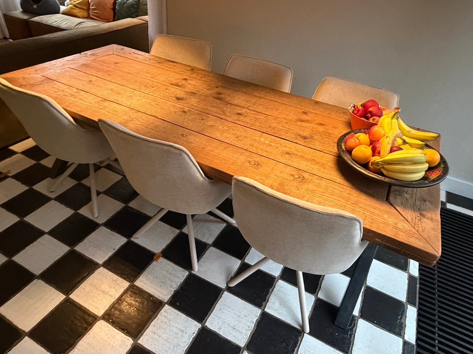 Steigerhouten eettafel 240x100, Ophalen, Gebruikt, 100 tot 150 cm, 200 cm of meer