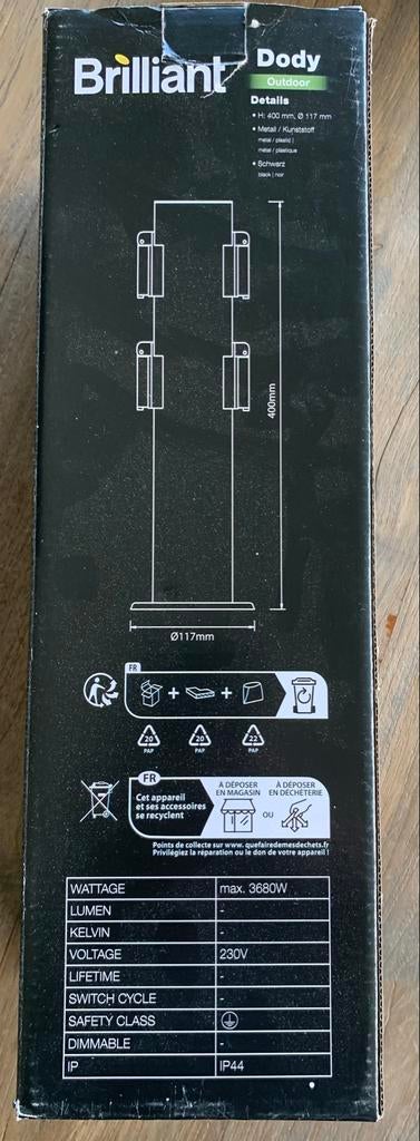 Brilliant Tuinzuil Dody met 4 stopcontacten - Zwart, Ophalen of Verzenden, Nieuw