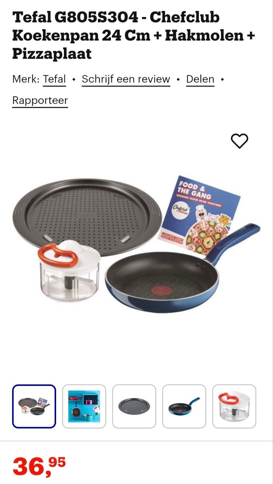 nieuw in doos Tefal Chefclub Koekenpan 24cm + Hakmolen + Piz, Tefal, BP 322, 69134 Ecully Cedex, France, Contact-nl@tefal.com