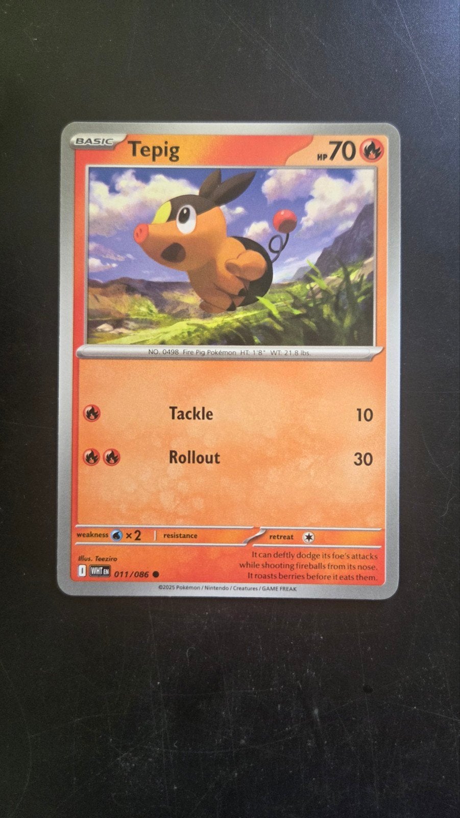 Tepig 011/086 - White Flare Pokémon Kaart, Verzenden, Zo goed als nieuw, Losse kaart