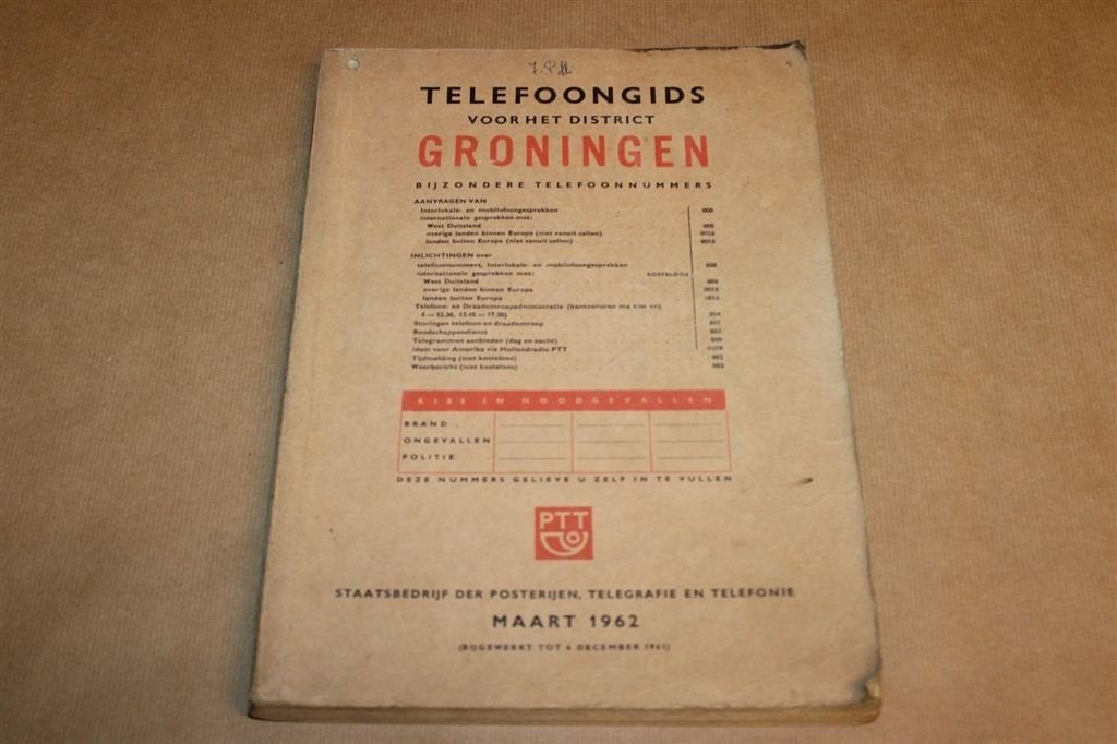 Telefoongids District Groningen 1962 — PTT Vintage Gids, Boeken, Ophalen of Verzenden, Gelezen
