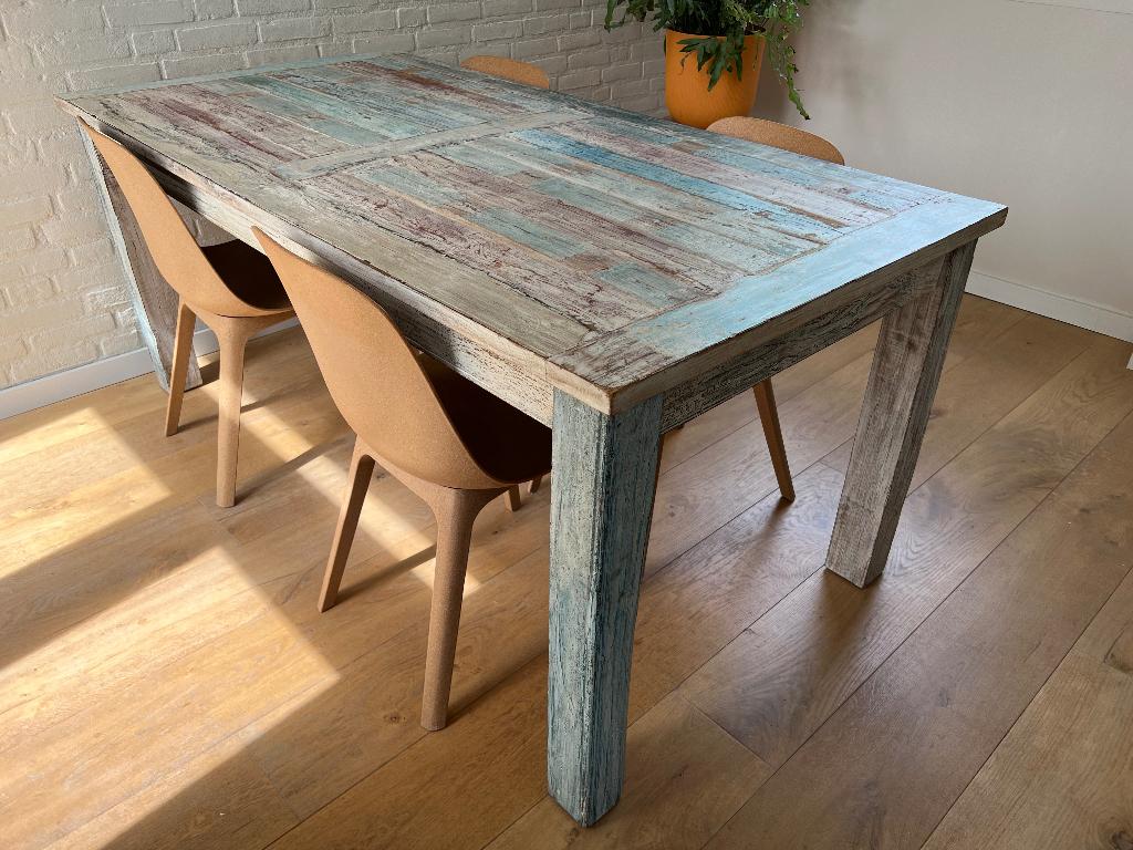 Eettafel 180 x 90, Ophalen, Gebruikt, 50 tot 100 cm, 150 tot 200 cm