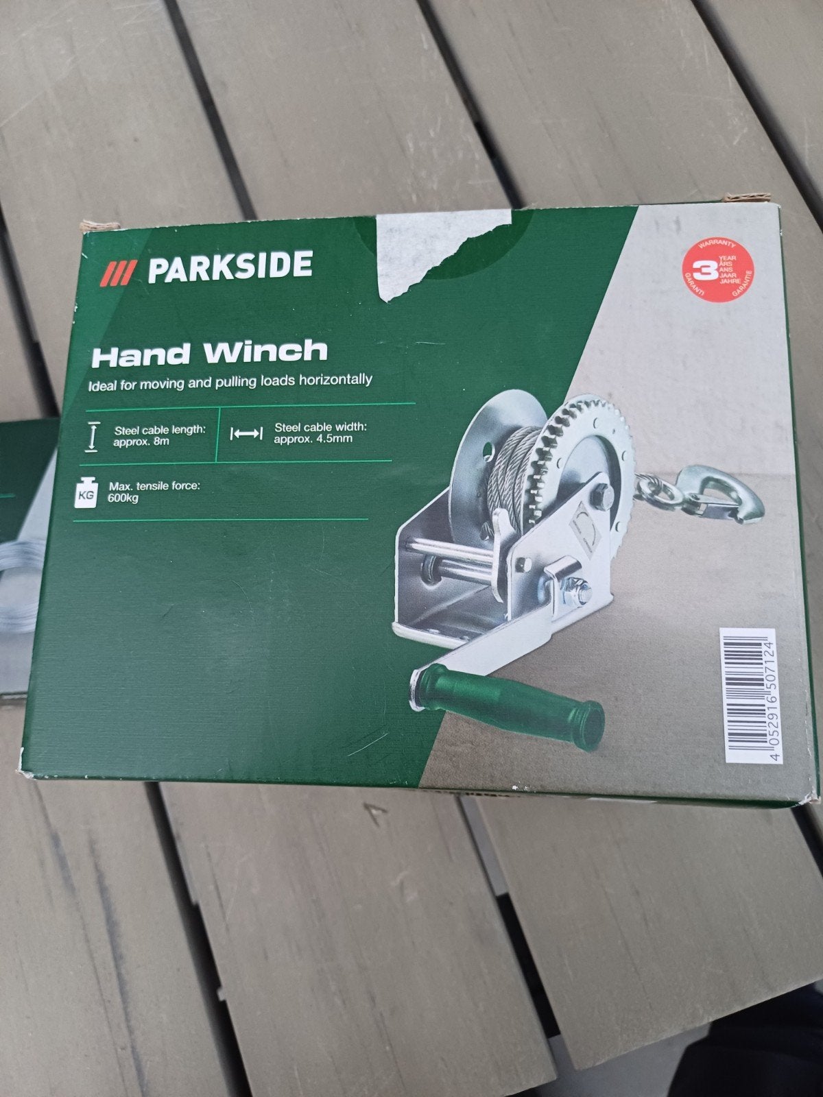 Parkside Handlier met staalkabel en extra staalkabel nieuw, Ophalen of Verzenden