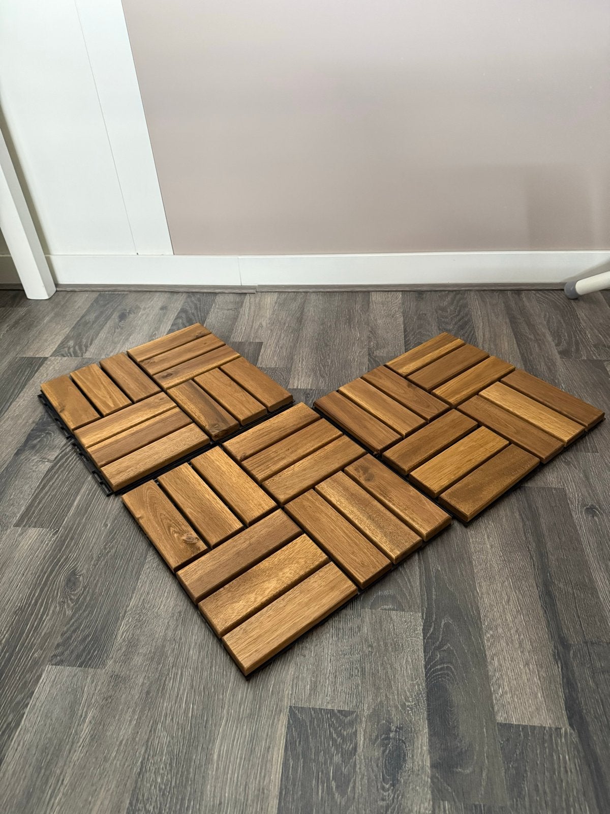 IKEA Runnen Vlondertegels - 3 Houten Terrastegels, Ophalen of Verzenden, Gebruikt, Hout