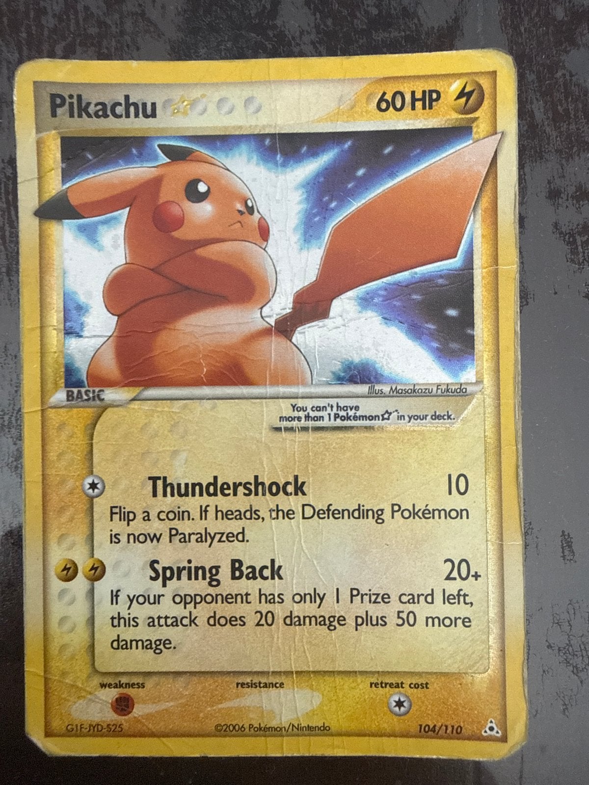 Pikachu Gold Star (104/110) Holo Rare EX Deoxys Pokémon Kaar, Ophalen, Gebruikt, Losse kaart, Foil
