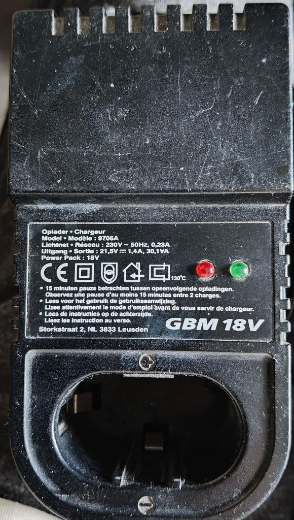 Oplader 18V GBM, Ophalen of Verzenden, Gebruikt, Minder dan 400 watt, Overige typen