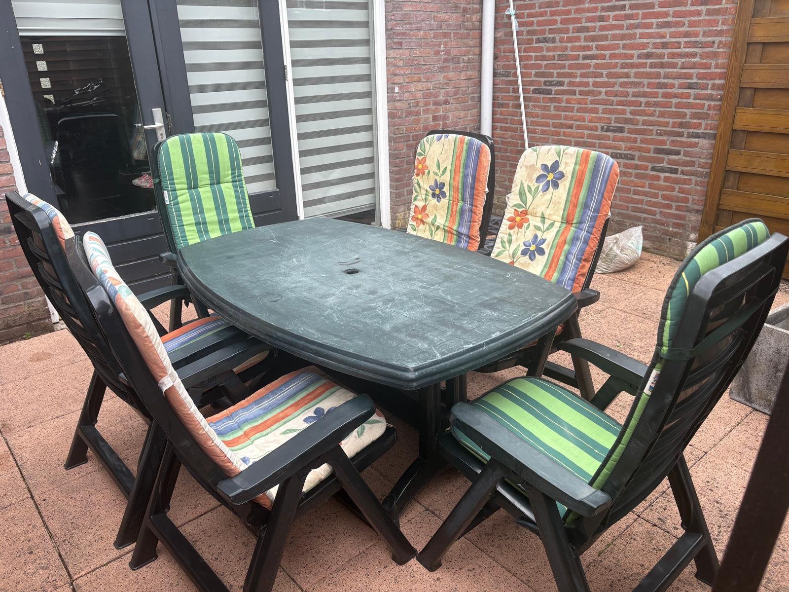 Jardin tuinset met 6 stoelen - zonder kussens, Tuin en Terras, Ophalen, Kunststof, Gebruikt, Eettafel