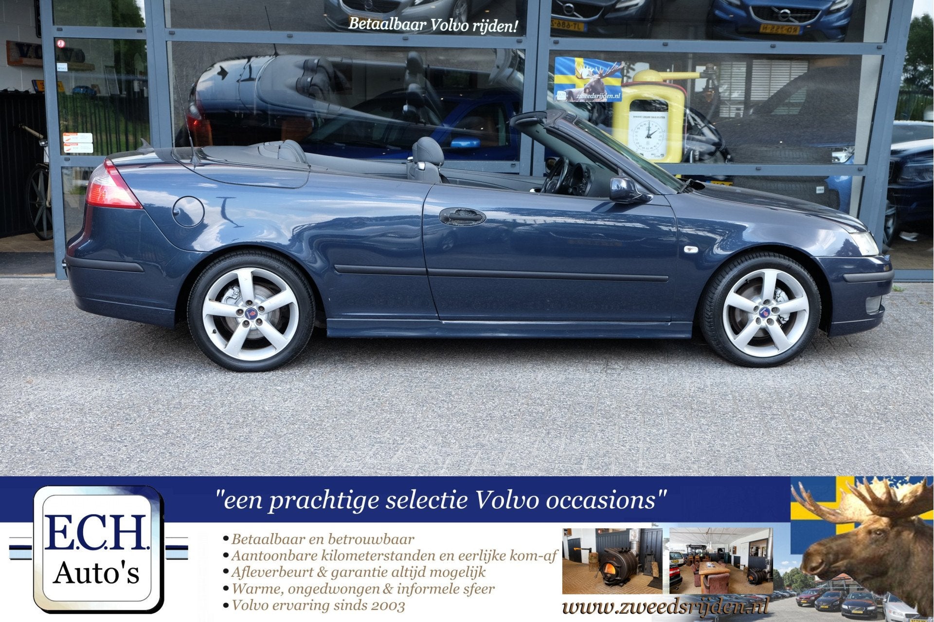 Saab 9-3 Cabrio 2.0t 175 pk Leer, 17 inch, Trekhaak, Auto's, Voorwielaandrijving, 1998 cc, Gebruikt, Huisgarantie