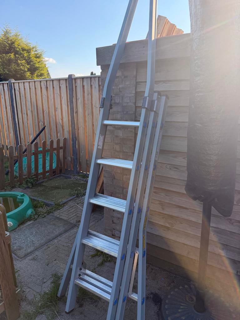 Dirks Puntladder 3x05 - Professionele uitschuifladder, Doe-het-zelf en Verbouw, Ladders en Trappen, Ophalen, Gebruikt, Ladder