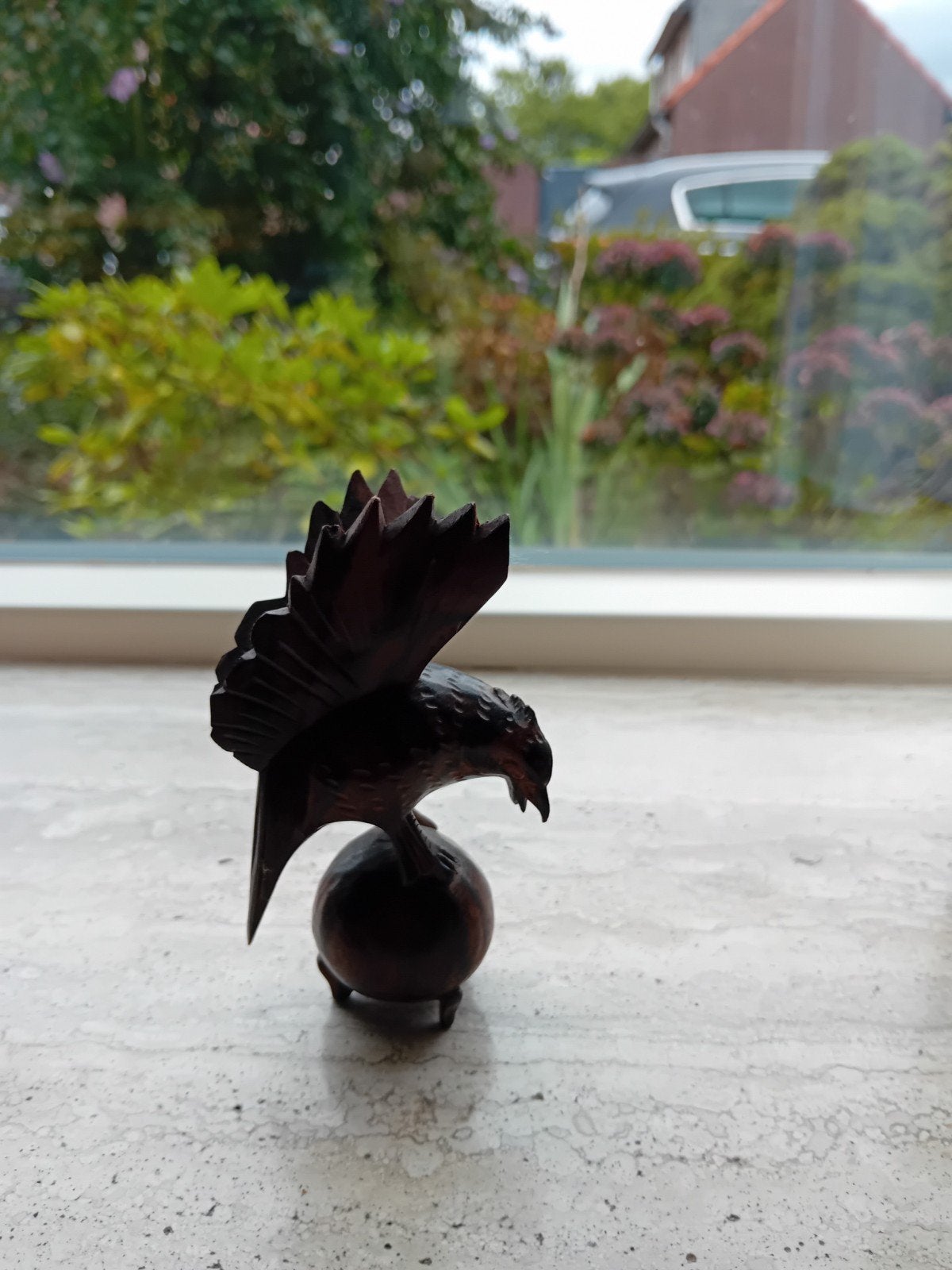 Houten Adelaar Beeldje op Bol - Handgesneden Decoratie, Ophalen, Minder dan 20 cm, Handgemaakt, Beeld