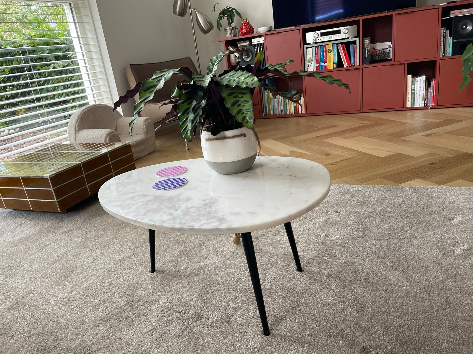 Salontafel ‘Enzo’ Goossens - Marmeren blad, Ophalen, Overige materialen, 100 tot 150 cm, 50 tot 100 cm