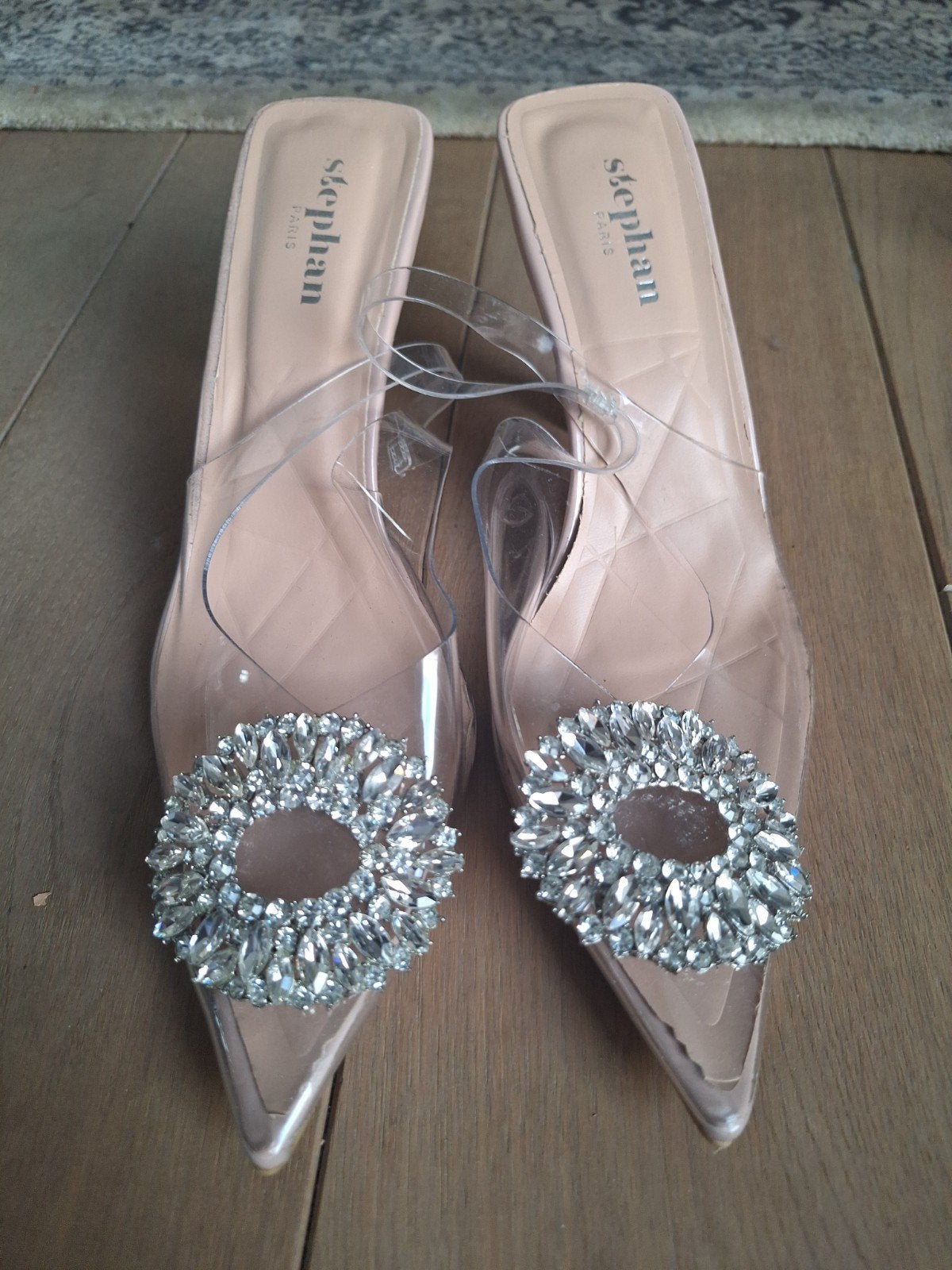 Stephan Paris transparante hakken met strass, maat 38, Pumps, Overige kleuren, Zo goed als nieuw, Stephan Paris