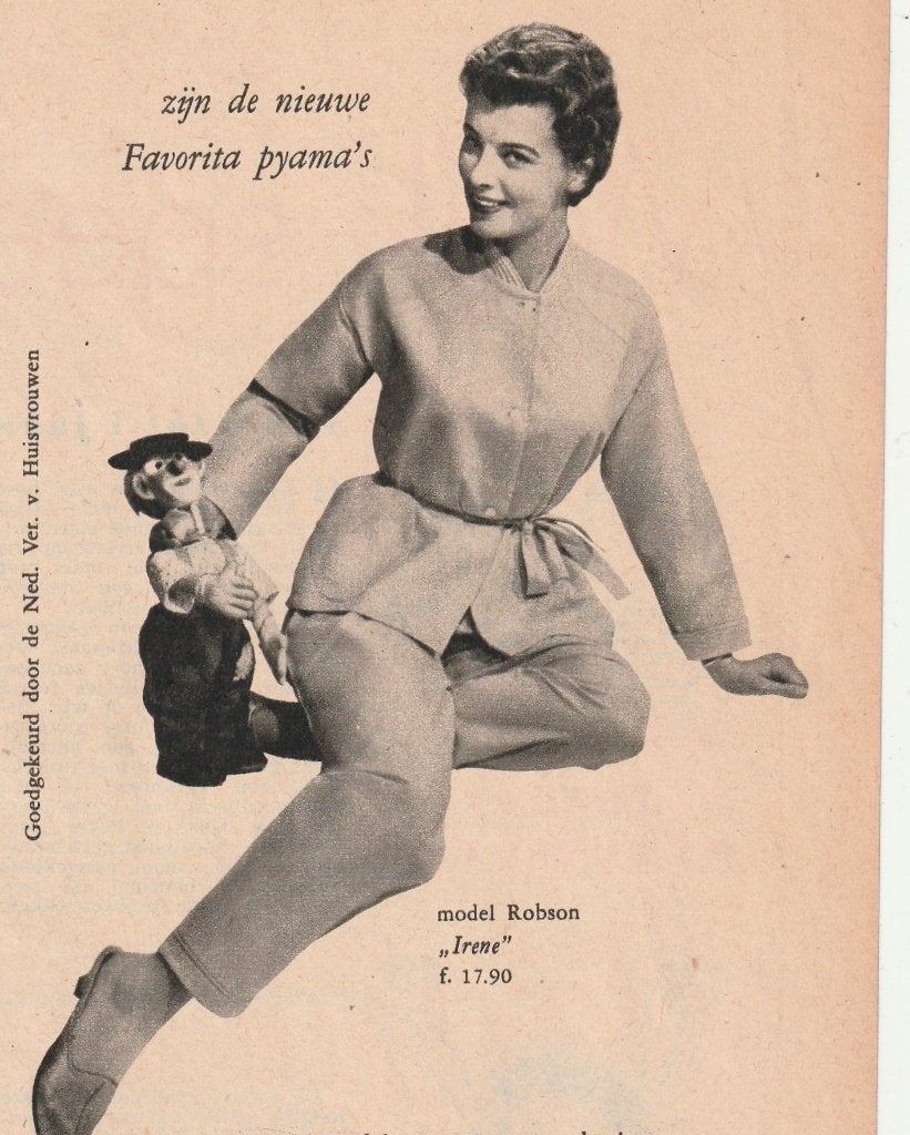 Retro reclame 1956 Favorita pyjama dames hartveroverend, Verzenden, Overige typen