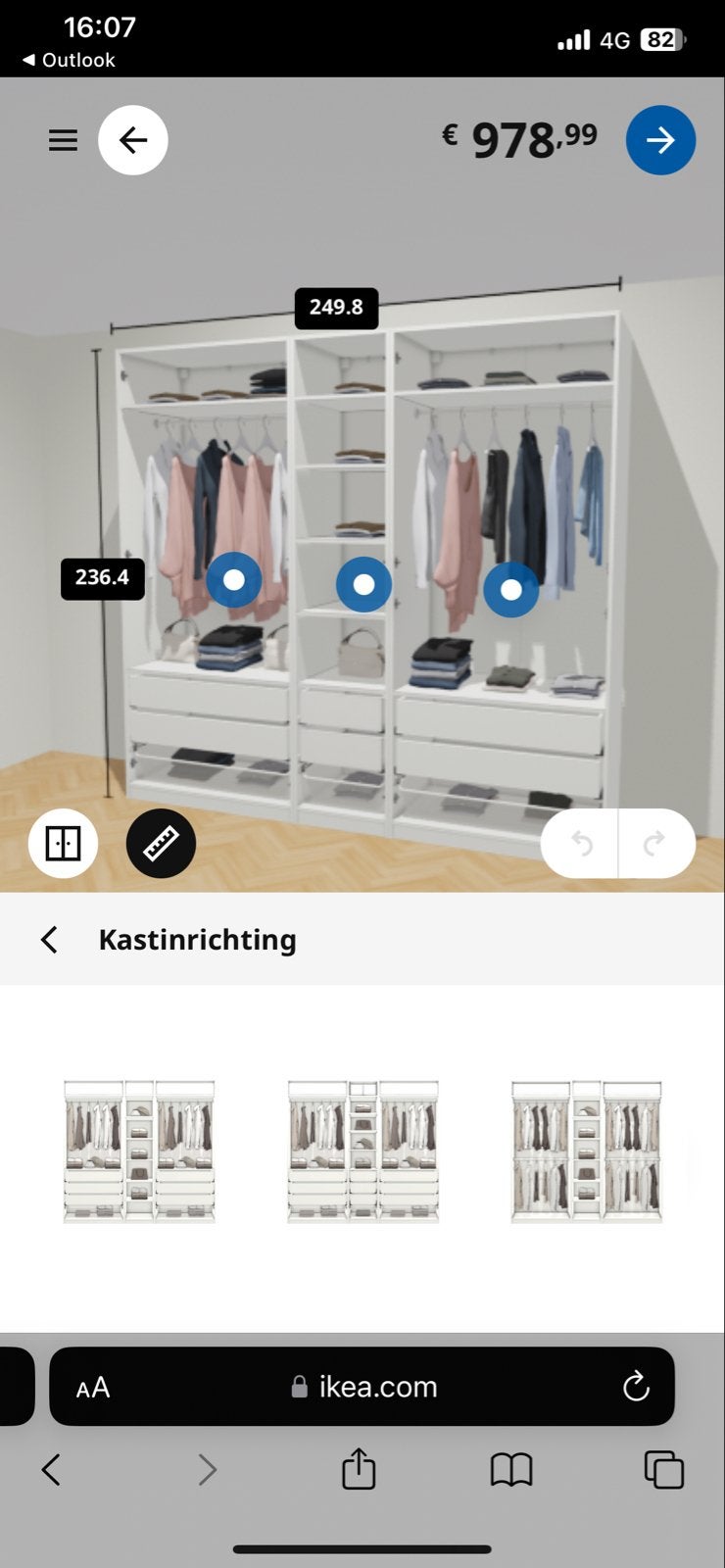 IKEA PAX Kledingkast met 6 deuren en lades, 200 cm of meer, Ophalen of Verzenden, Zo goed als nieuw, Met lade(s)
