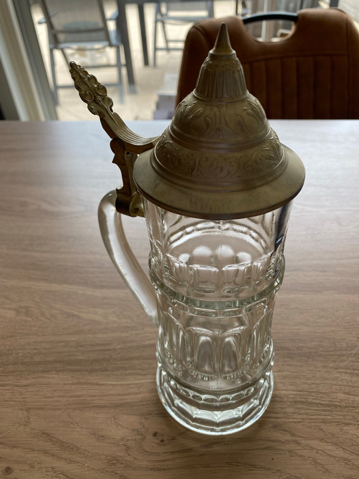 Vintage Duitse bierpul met tinnen deksel - 0,4L, Antiek en Kunst, Ophalen of Verzenden