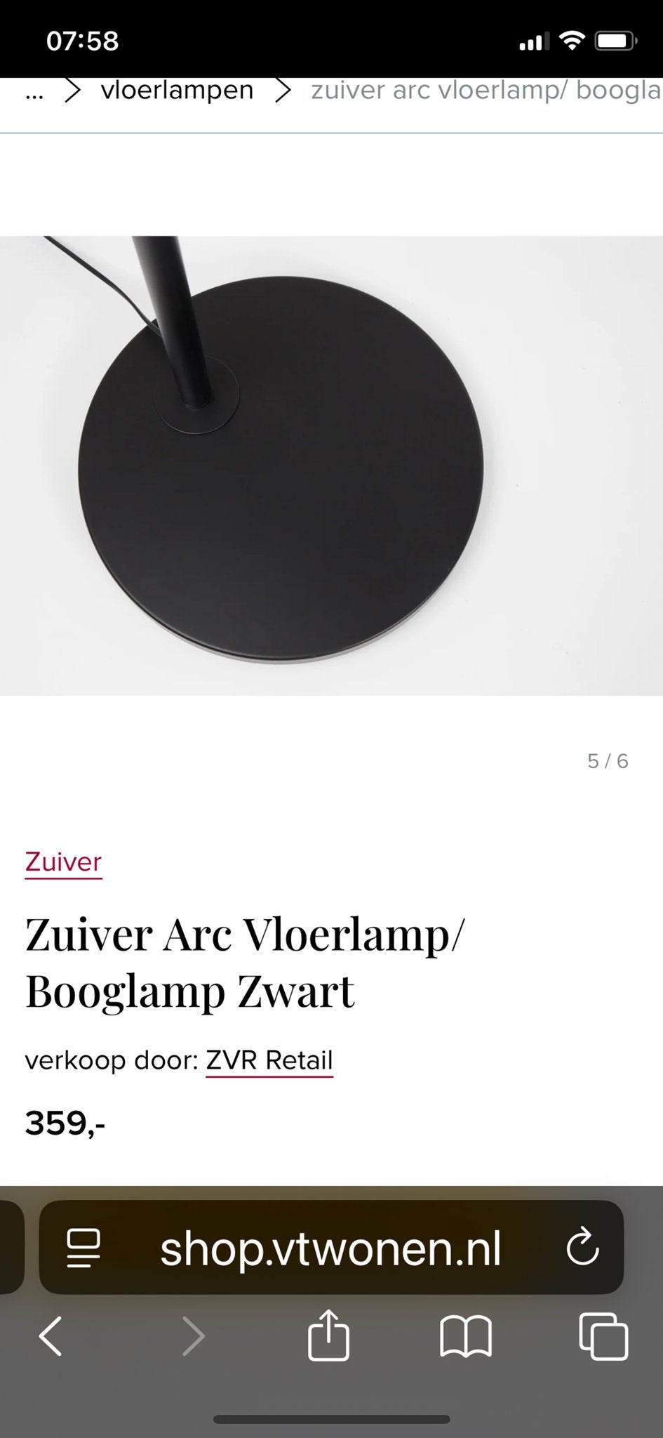 Zuiver Arc Booglamp Zwart - Zeer goede staat, Zo goed als nieuw, Metaal, 150 tot 200 cm, E27 (groot)