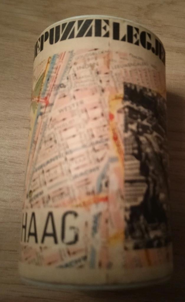VINTAGE DEN HAAG KAART PUZZELTJE IN KOKERTJE*PLATTEGROND, Verzenden, Minder dan 500 stukjes, Zo goed als nieuw, Legpuzzel