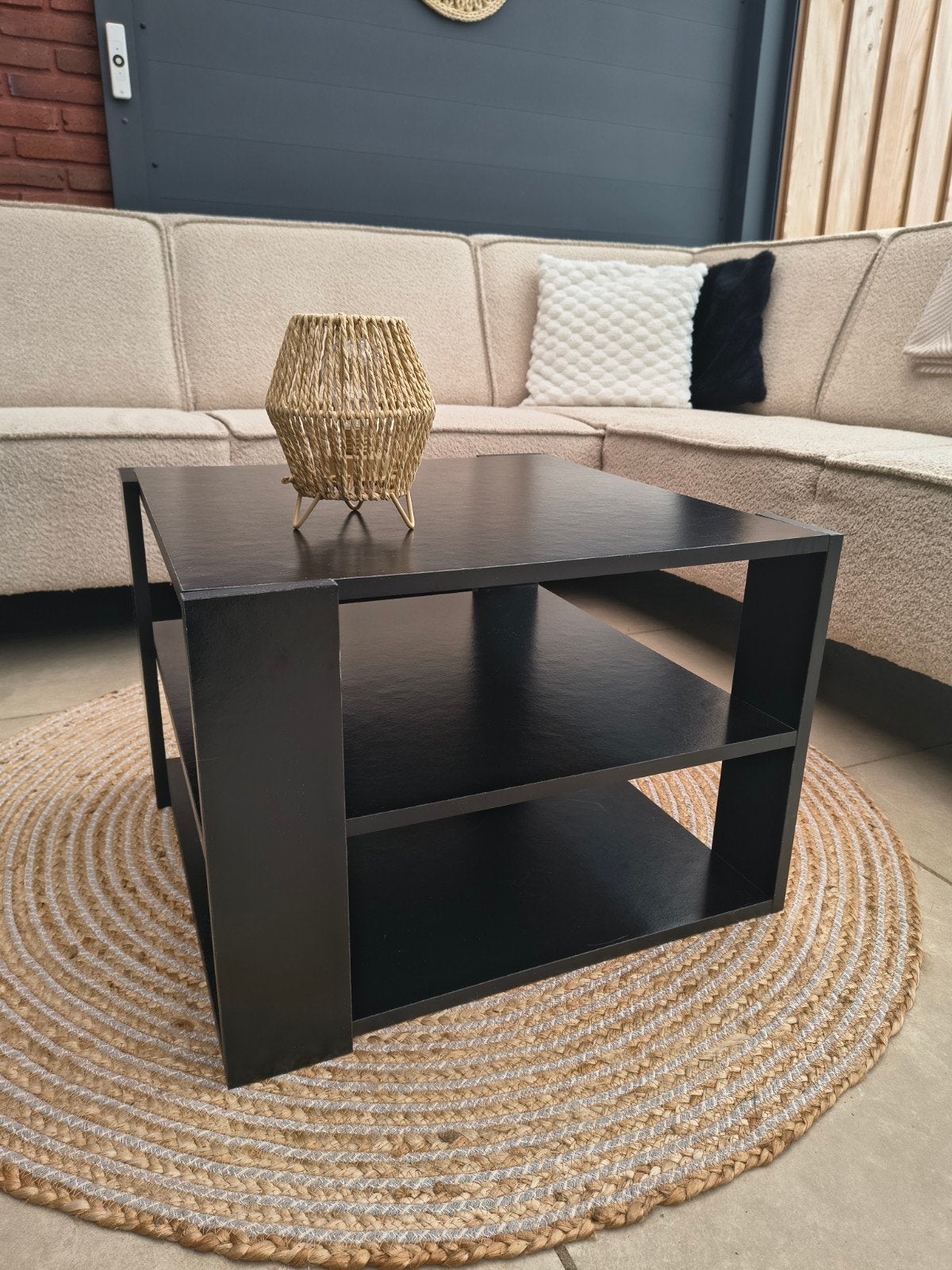 Zwarte houten salontafel vierkant, Ophalen, 50 tot 100 cm, Vierkant, 50 tot 100 cm