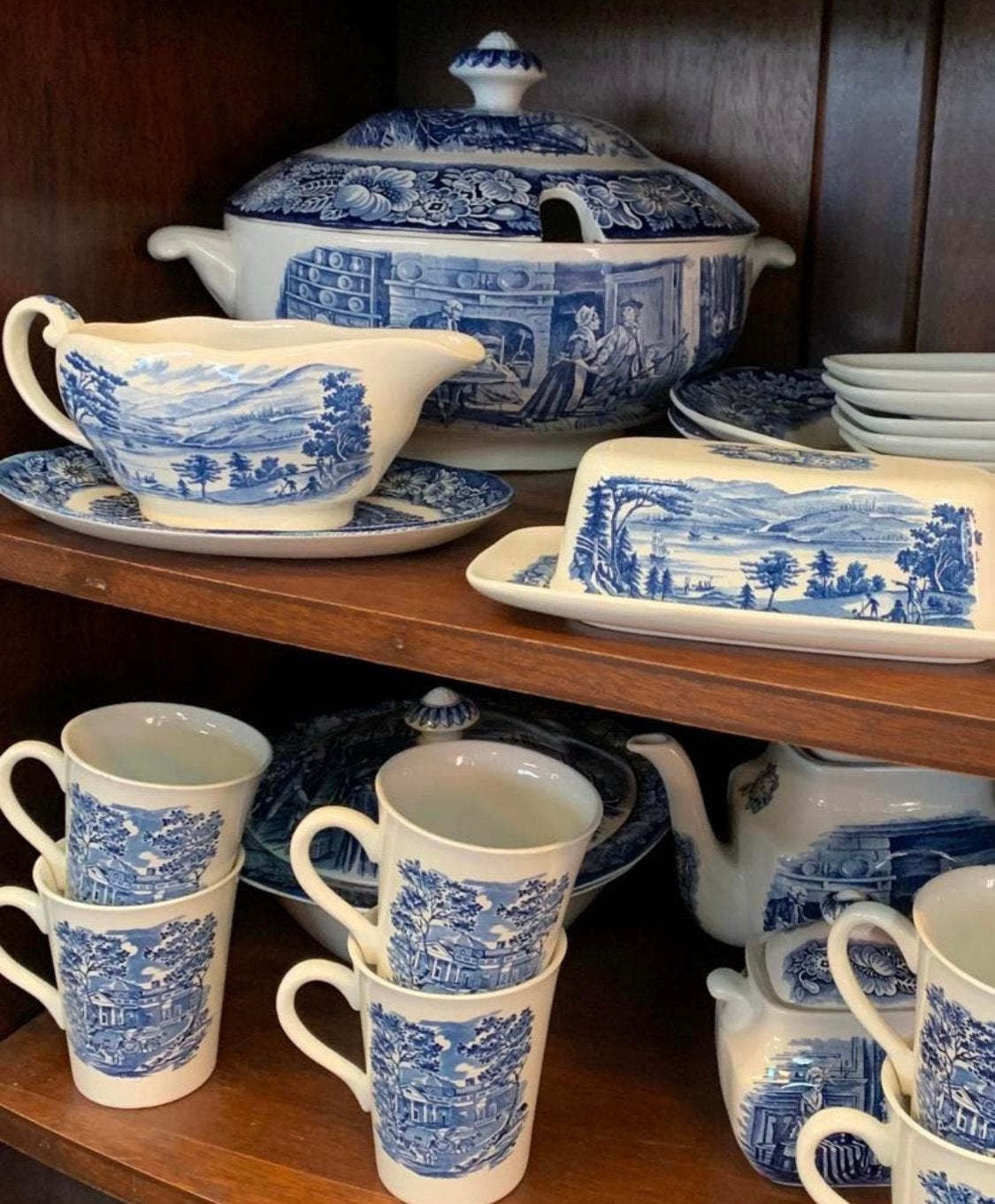 Servies Liberty Blue Staffordshire Ironstone 100 delen, Antiek en Kunst, Ophalen of Verzenden