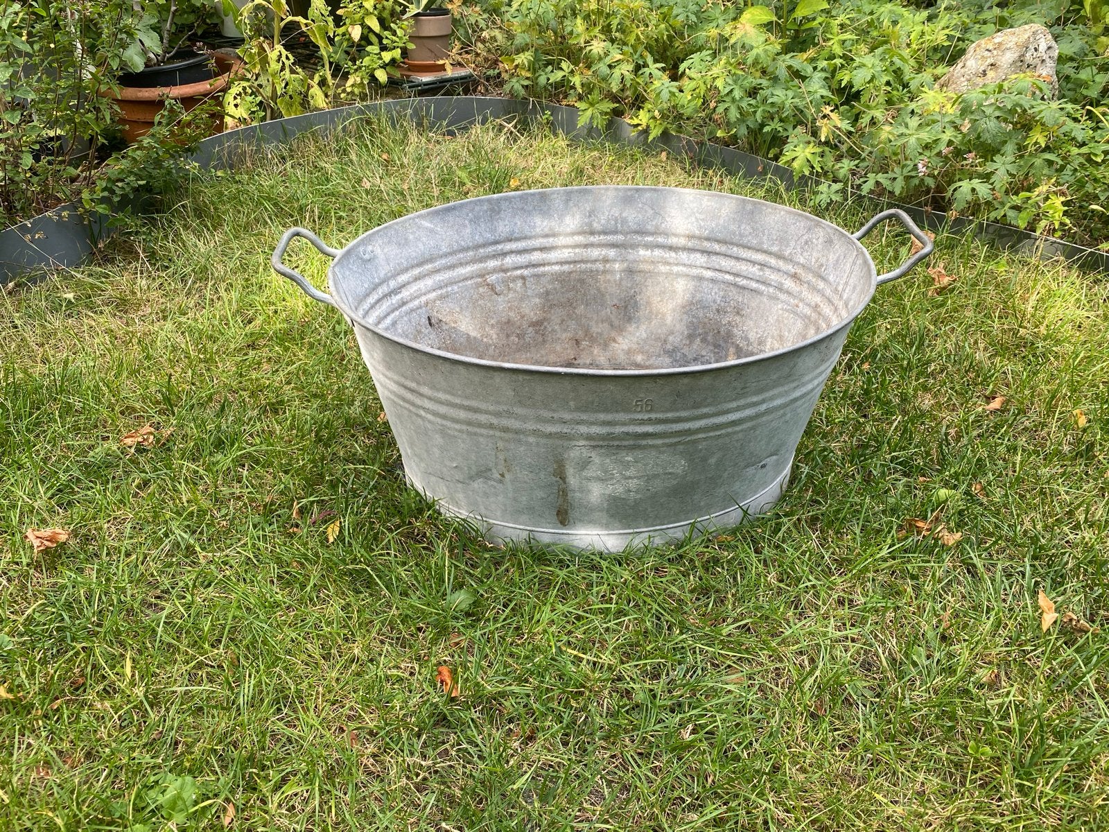 Vintage Zinken teil / emmer / bak met handvatten, Ophalen