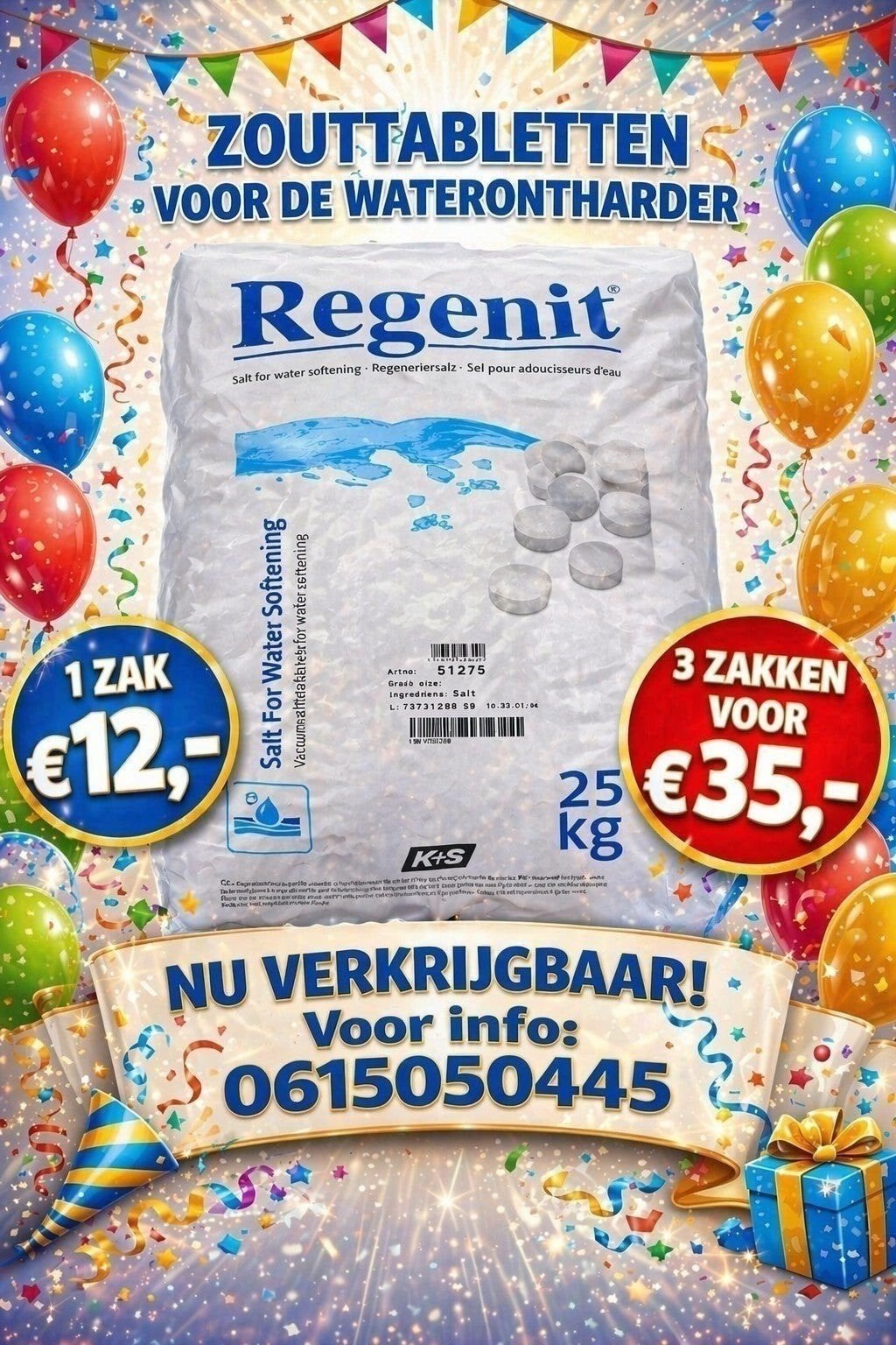 zouttabletten Regenit, Ophalen