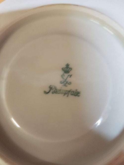 Kop en schotel, Rheinpfalz aardewerk, wit met decoratie, 3x, Ophalen of Verzenden, 'T Olde Gre-j, Info@toldegrej.nl, Endepoelstraat 20f Didam