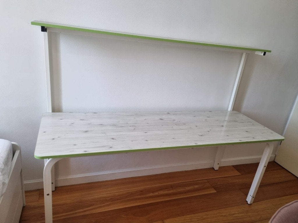 Groot bureau met opzetkast, 180x60cm, stevig, Huis en Inrichting, Bureaus, Ophalen, Gebruikt, 180 cm, Kinderbureau