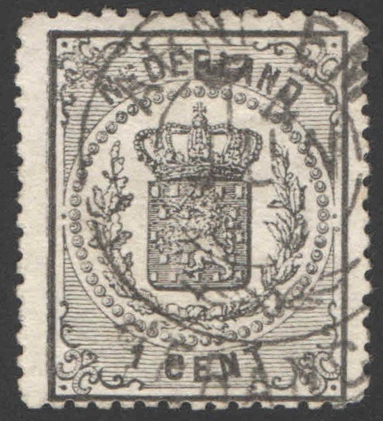 Nederland NVPH nr 14 gestempeld Rijkswapen 1869, Ophalen of Verzenden, T/m 1940, Gestempeld
