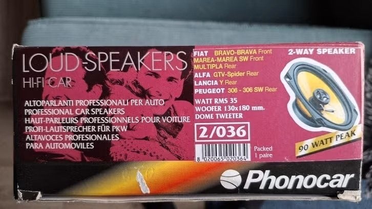 Phonocar speakers 2-weg 4x6 inch 90Watt max, Phonocar, Via F.lli Cervi, 167/c 42124 Reggio Emilia (Italië), Ophalen of Verzenden