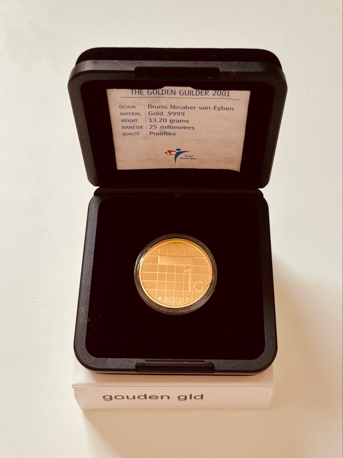 Gouden Gulden 2001 24 karaat Koninklijke Munt, Ophalen, 1 gulden, Koningin Beatrix, Goud