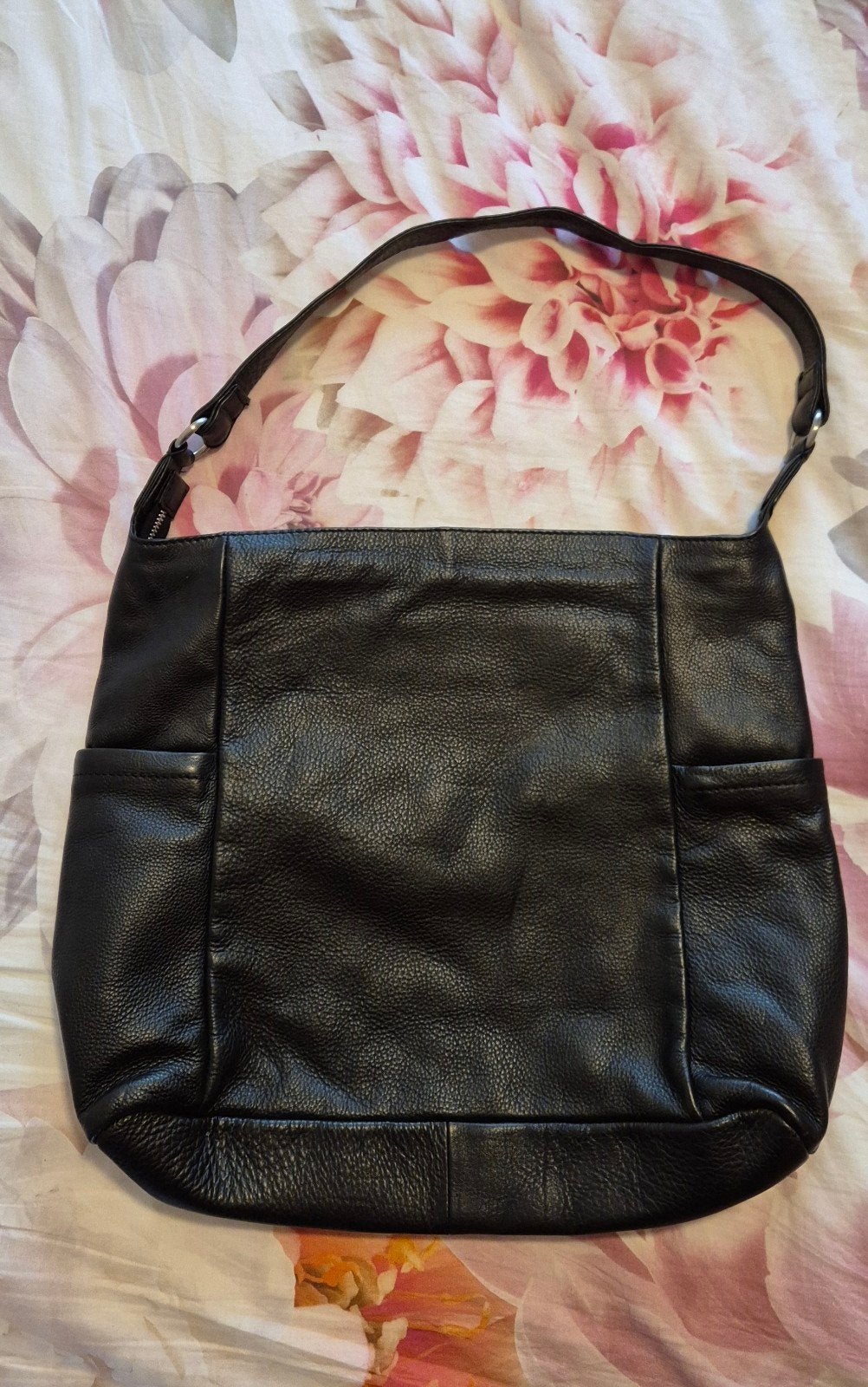 Zwart leren tas Manfield, Ophalen of Verzenden, Zo goed als nieuw, Zwart, Handtas