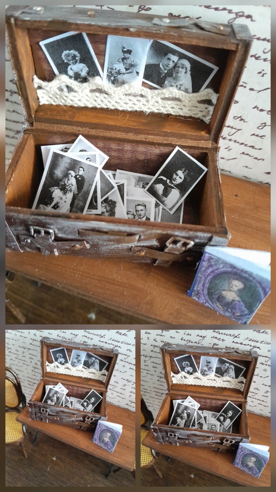 📸 PPH 1.12 ROMANTISCHE OUDE VERSLETEN KOFFER VOL FOTO'S 📸, Ophalen of Verzenden, Gebruikt, Poppenhuis
